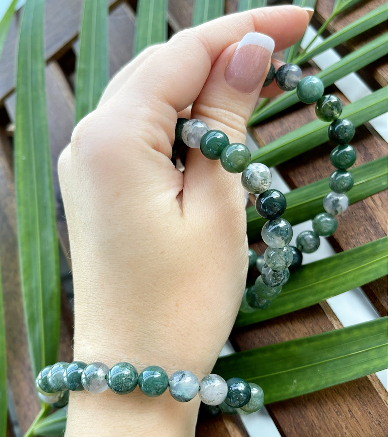 Bracelet Moss Agate Crystal Chips healing New Age Braclet | Tribes And Vibes