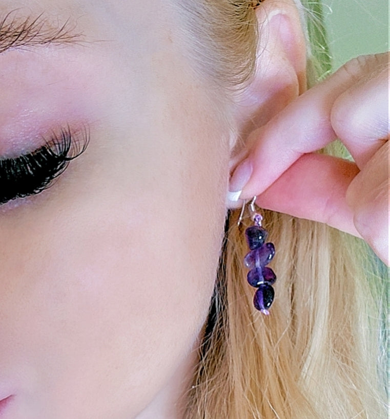 Dark Amethyst Chips Earings